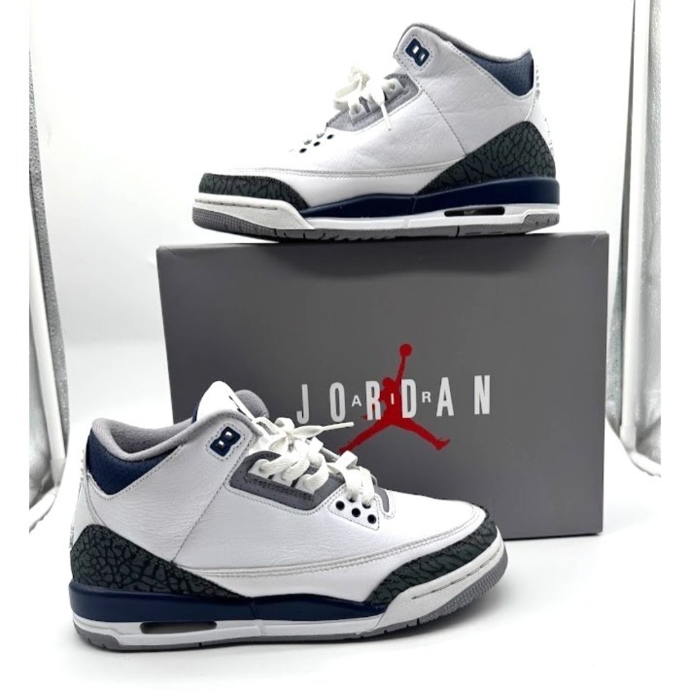 Nike Air Jordan 3 Retro GS White Midnight Navy 2023 DM0967-140 Size 7Y‎ EU40